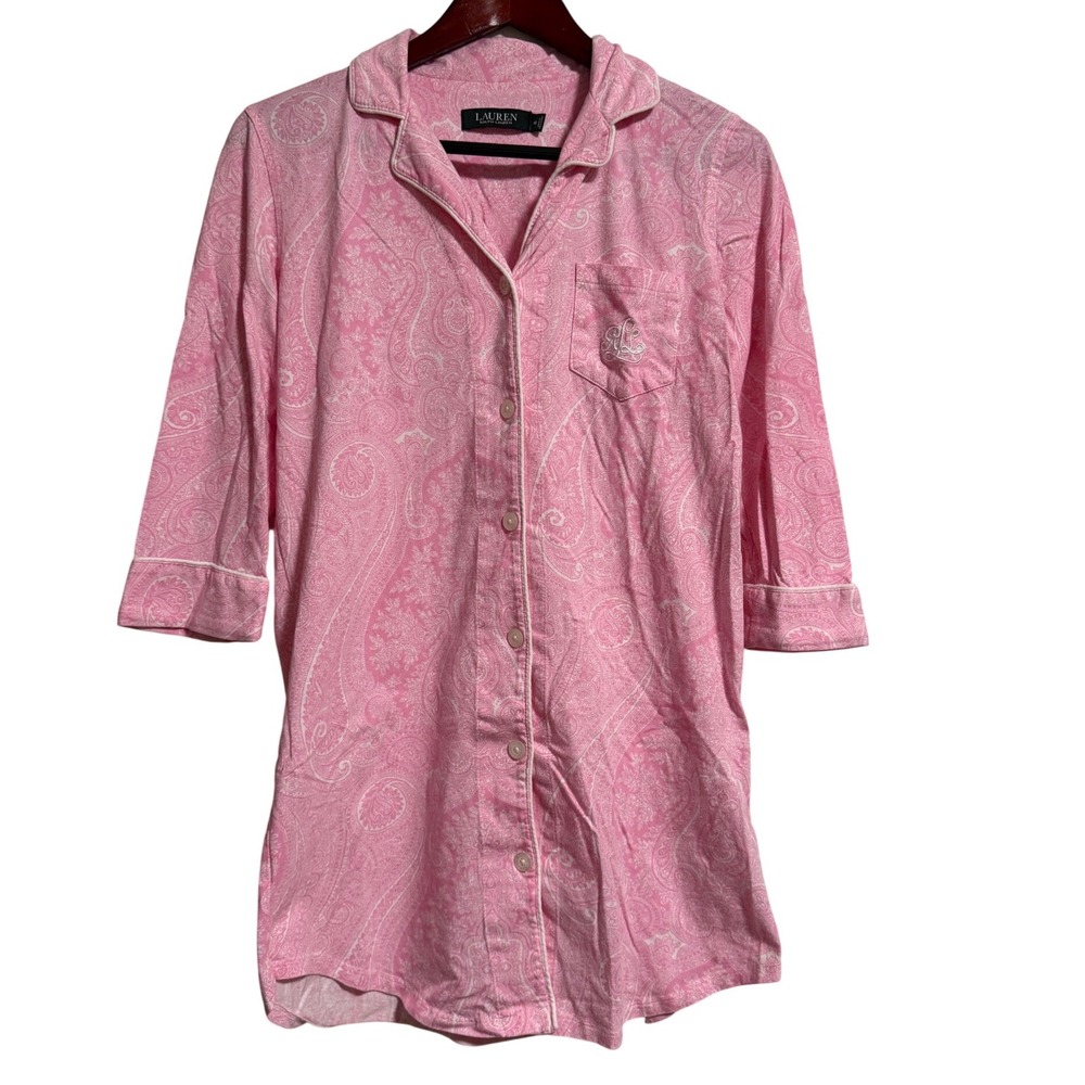 Lauren Ralph Lauren Pink Paisley Cotton Sleep Shirt Nightshirt XS